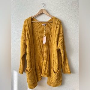 NWT Love Tree yellow mustard knit cardigan medium
